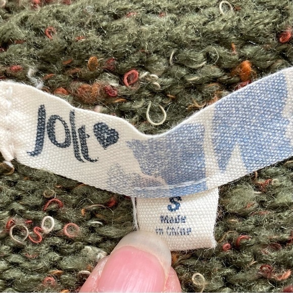 Jolt Green Orange Fall Crop Knitted Woven Pullover Sweater Size Small - Picture 6 of 9